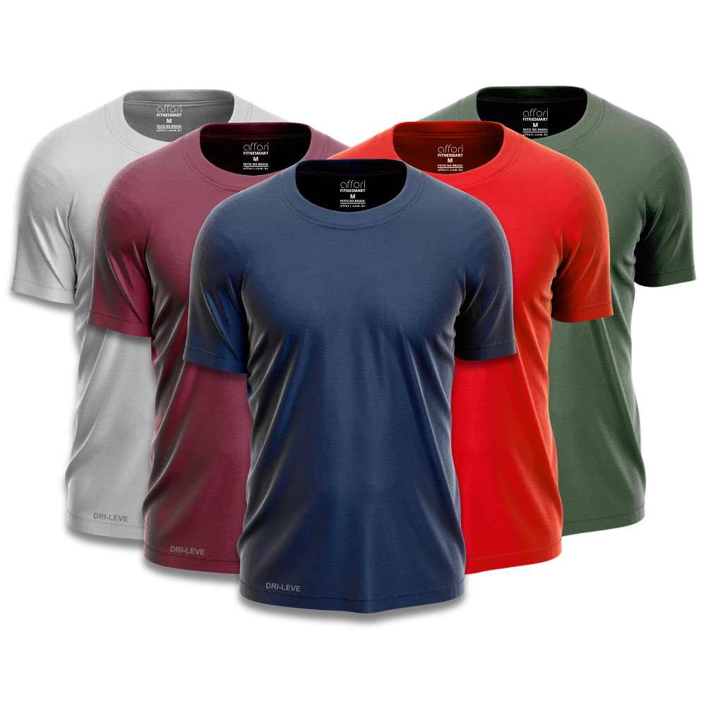Kit 5 Camisetas Tecnológicas Masculinas FitneSmart - Mês do Cliente