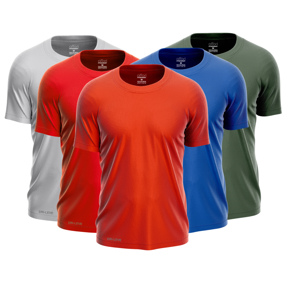 Kit 5 Camisetas Tecnológicas FitneSmart - Anti-Suor