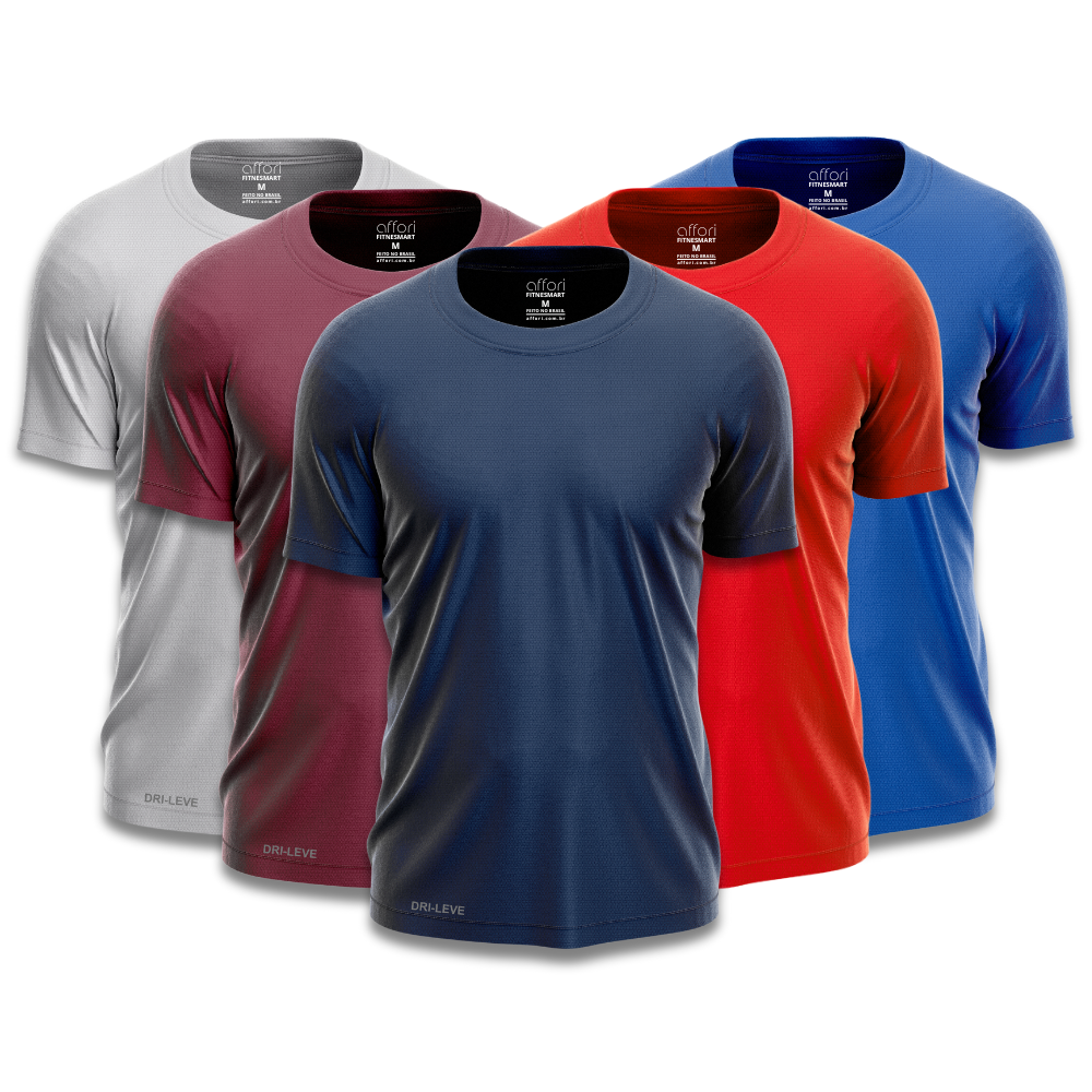 Kit 5 Camisetas Tecnológicas Masculinas FitneSmart - Mês do Cliente