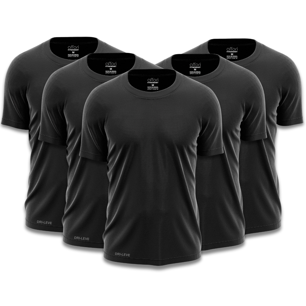 Kit 5 Camisetas Tecnológicas FitneSmart - Anti-Suor