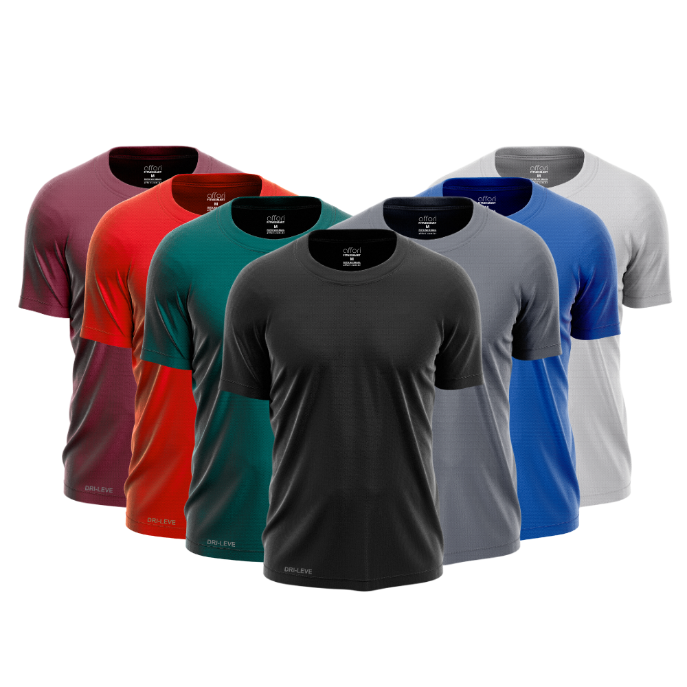 Kit 7 Camisetas Tecnológicas Fitnesmart - Anti Suor