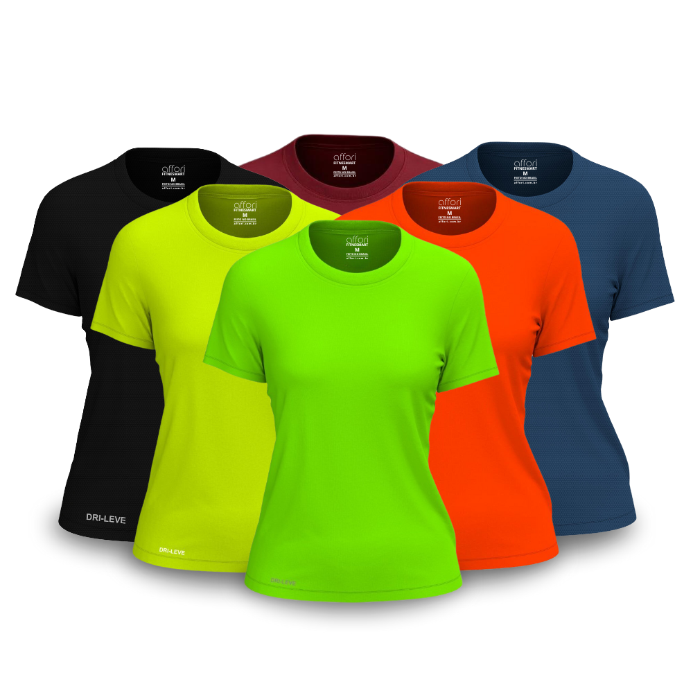 Kit 6 Camisetas Femininas FitneSmart - Anti Suor
