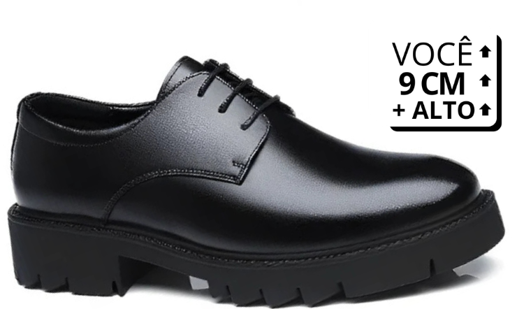 Sapato Social Elevato - Aumenta Altura 9cm -'Black'