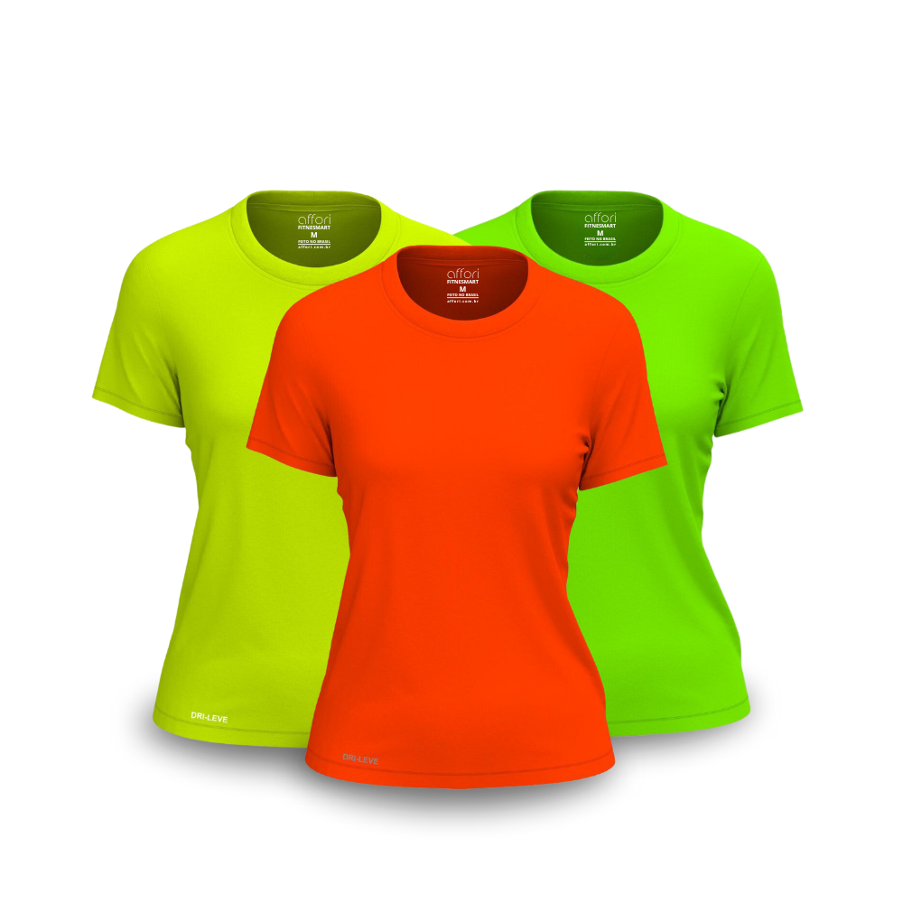 Kit 3 Camisetas Tecnológicas Femininas FitneSmart - Anti Suor