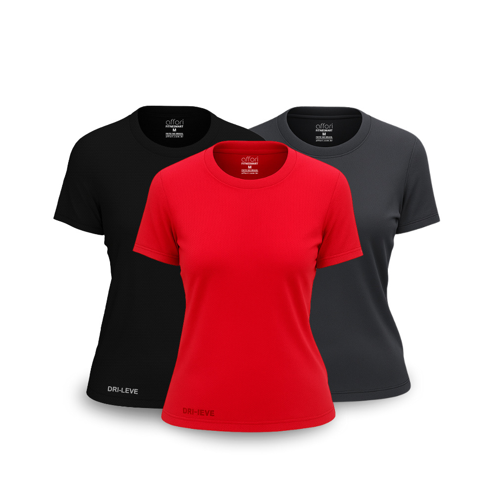 Kit 3 Camisetas Dry Fit Femininas para Academia – Anti Suor