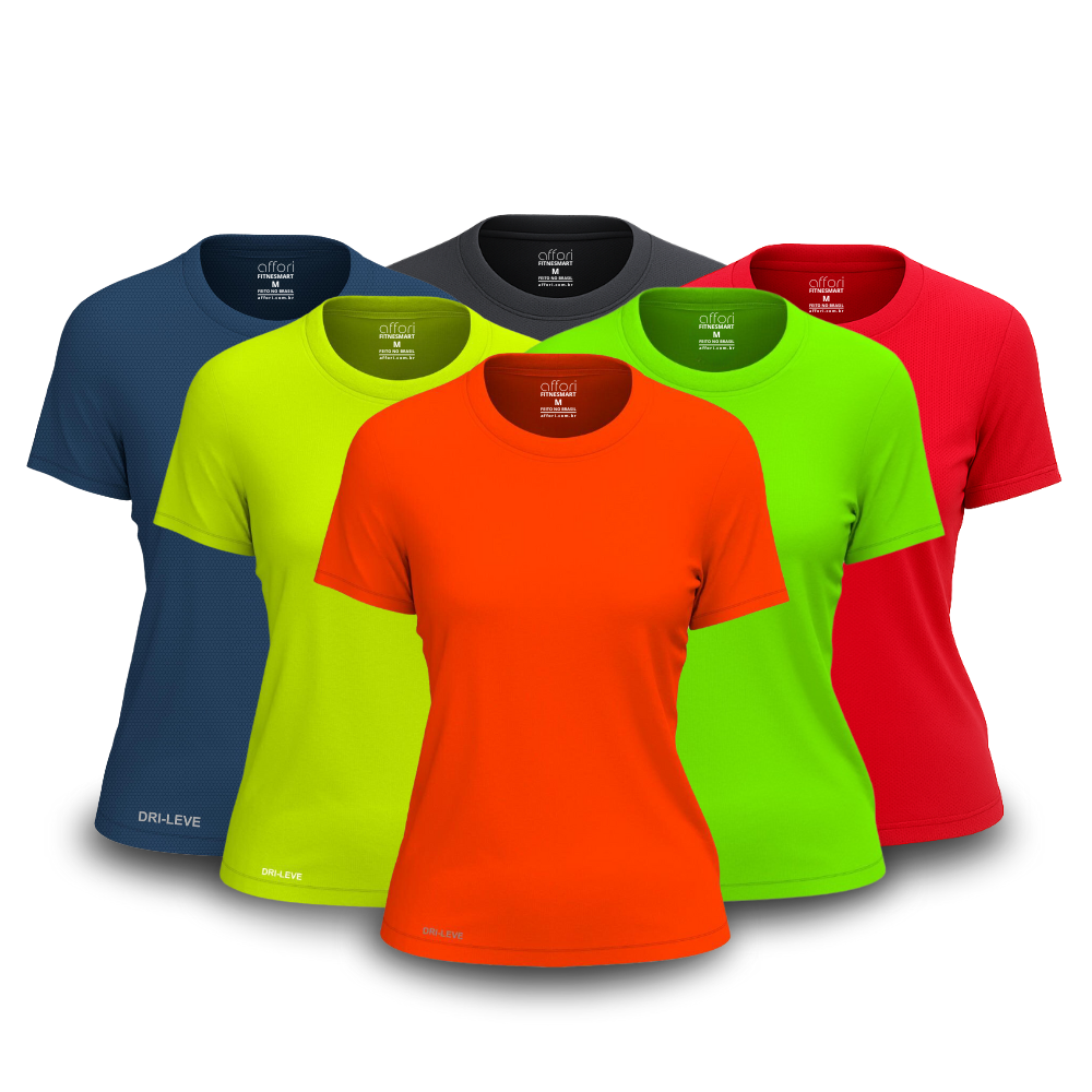 Kit 6 Camisetas Femininas FitneSmart - Anti Suor