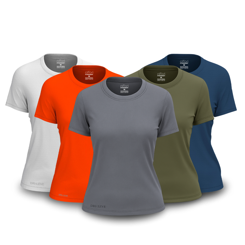 Kit 5 Camisetas Dry Fit Femininas para Academia – Anti Suor