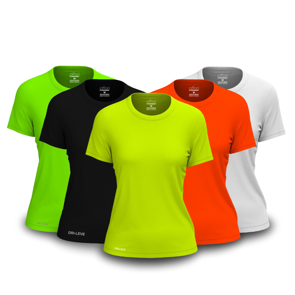 Kit 5 Camisetas Tecnológicas Femininas Fitnesmart - Mês do Cliente