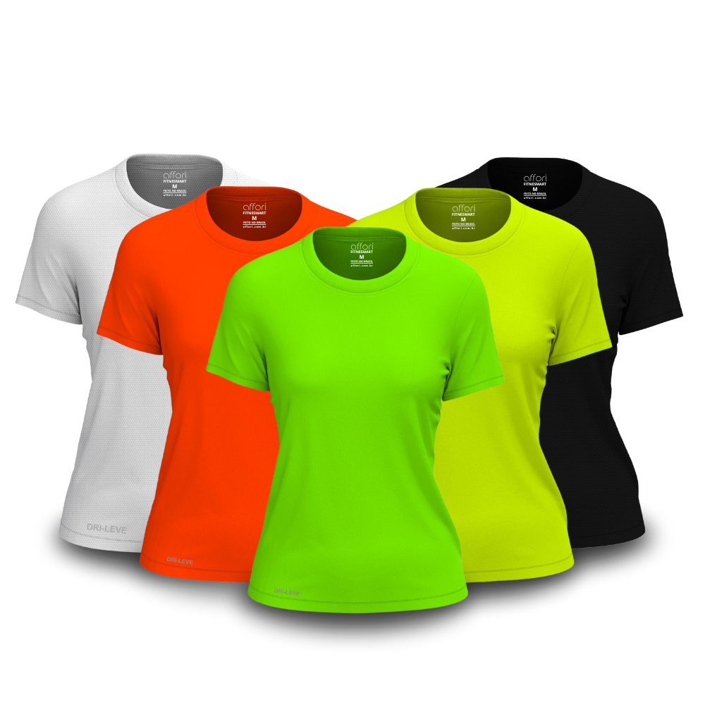 Kit 5 Camisetas Tecnológicas Femininas Fitnesmart - Mês do Cliente