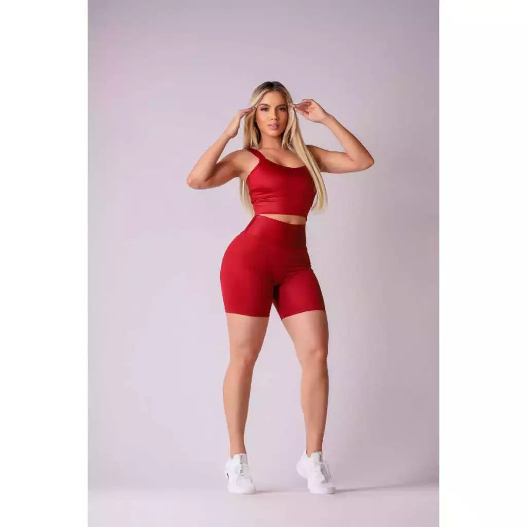 Kit 2 Conjuntos Fitness Short e Cropped - Conjunto Academia Cintura Alta