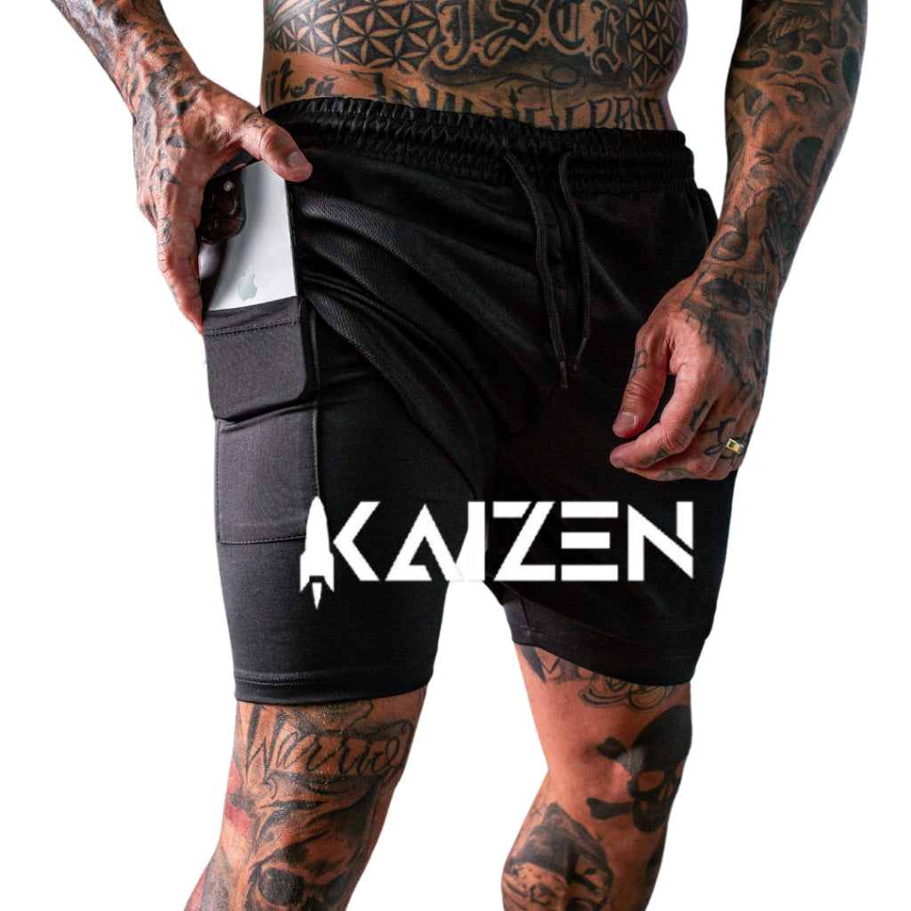 Shorts masculino academia 2 em 1 kaizen