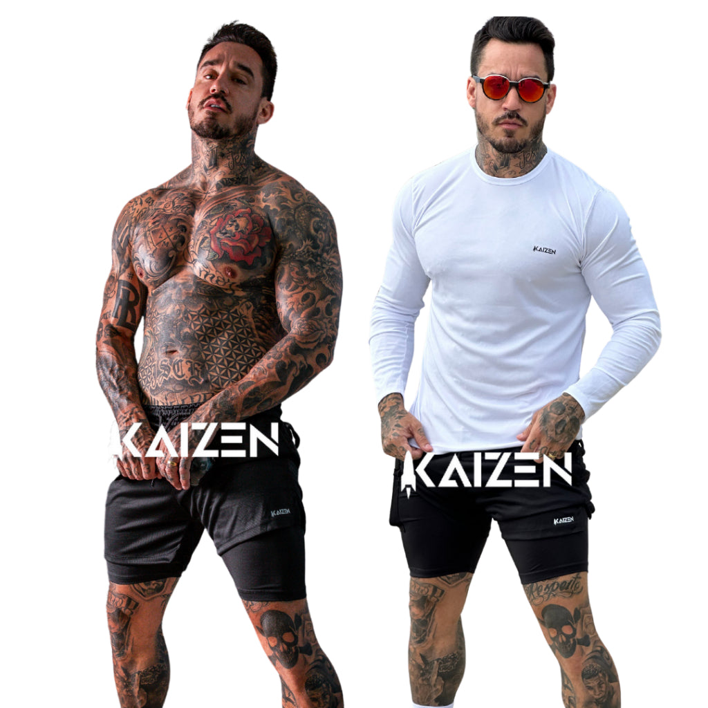 Shorts masculino academia 2 em 1 kaizen