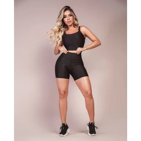 KIT 3 CONJUNTOS FINTESS SHORT E CROPPED - CONJUNTO ACADEMIA CINTURA ALTA