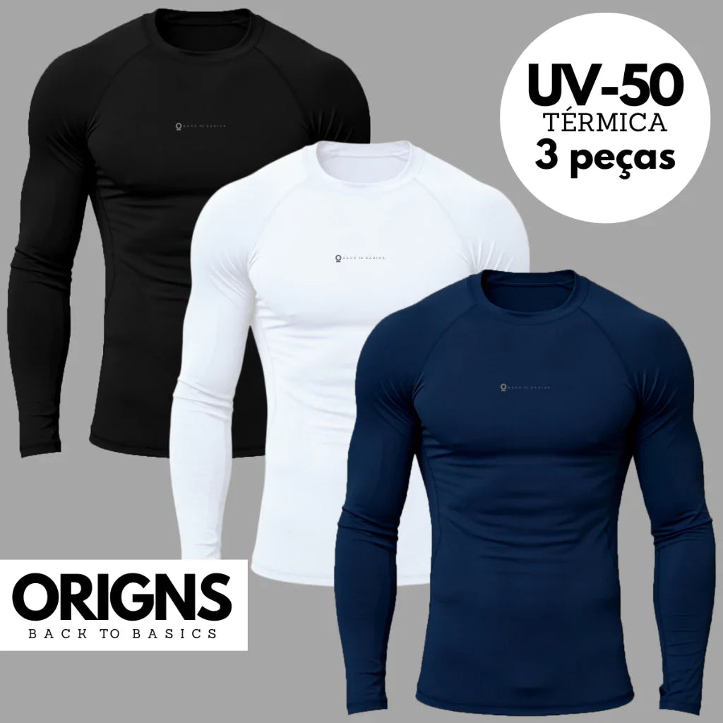 Kit 3 Camisas Térmicas Proteção Uv + FRETE GRÁTIS.