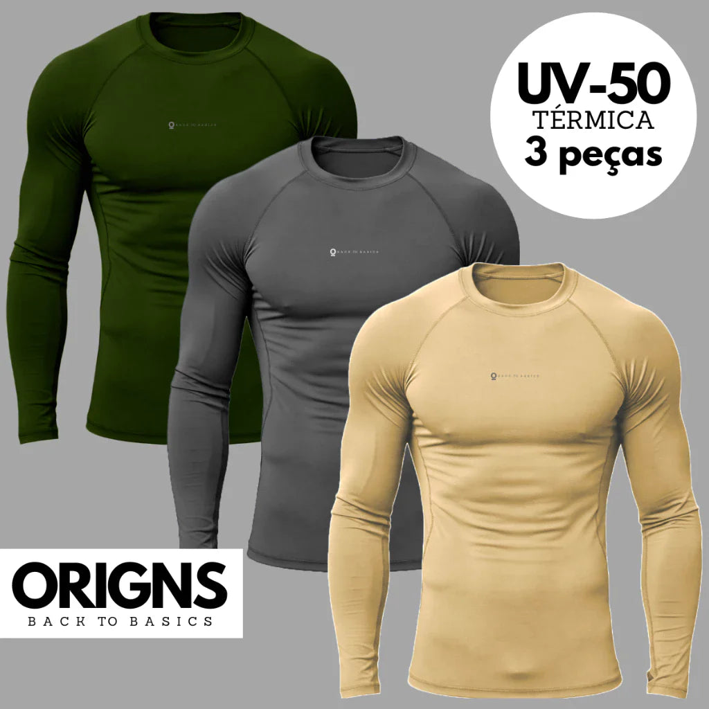 Kit 3 Camisas Térmicas Proteção Uv + FRETE GRÁTIS.