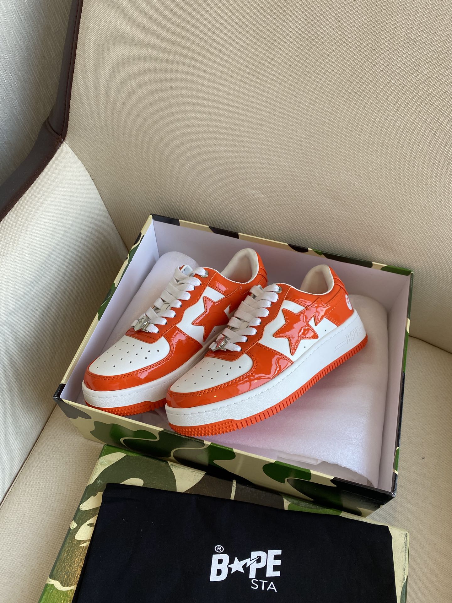 BAPE STA 'LEATHER ORANGE WHITE'