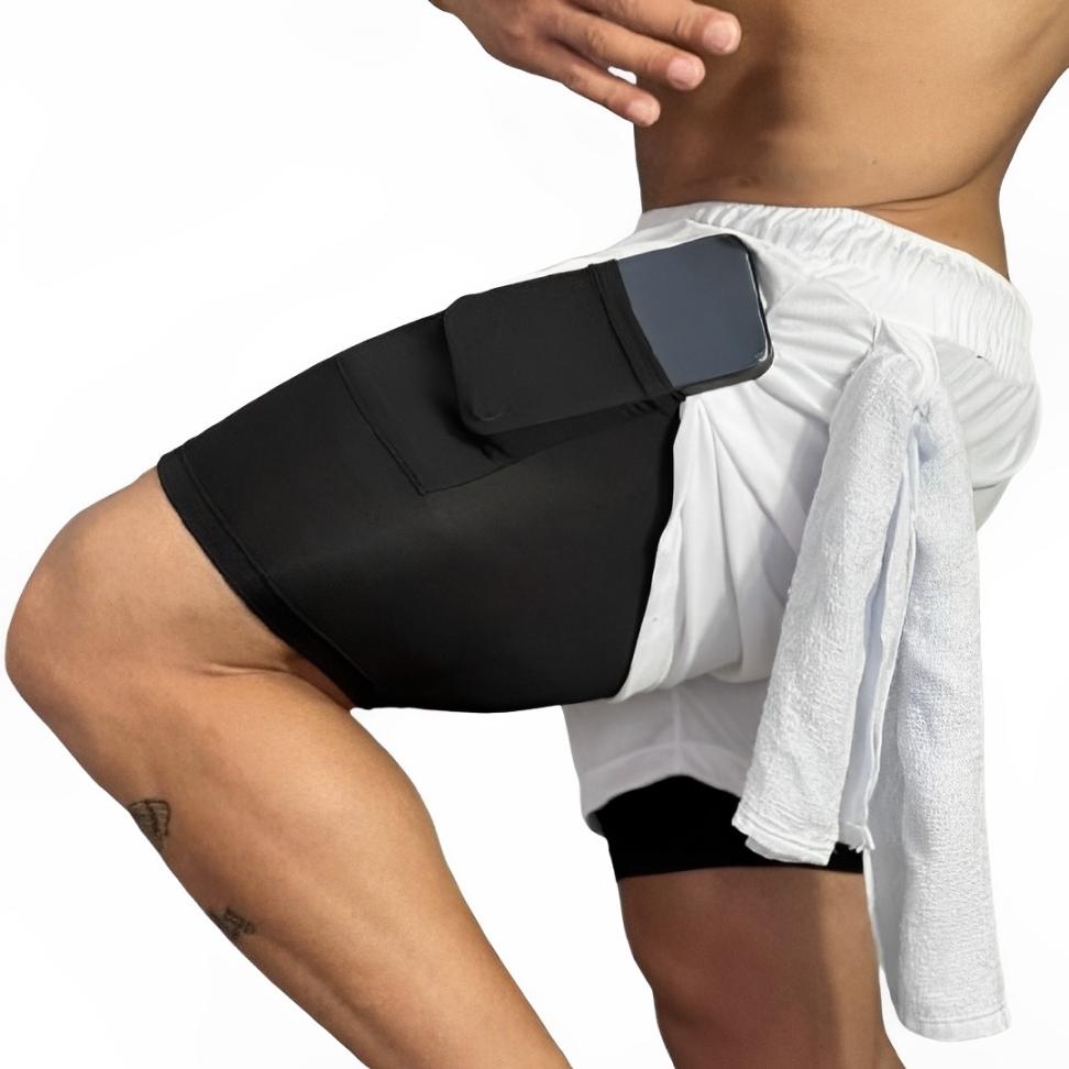 Short 2 em 1 Dry Fit Forrado Bermuda Academia Masculina Corrida Treino Com Elastano