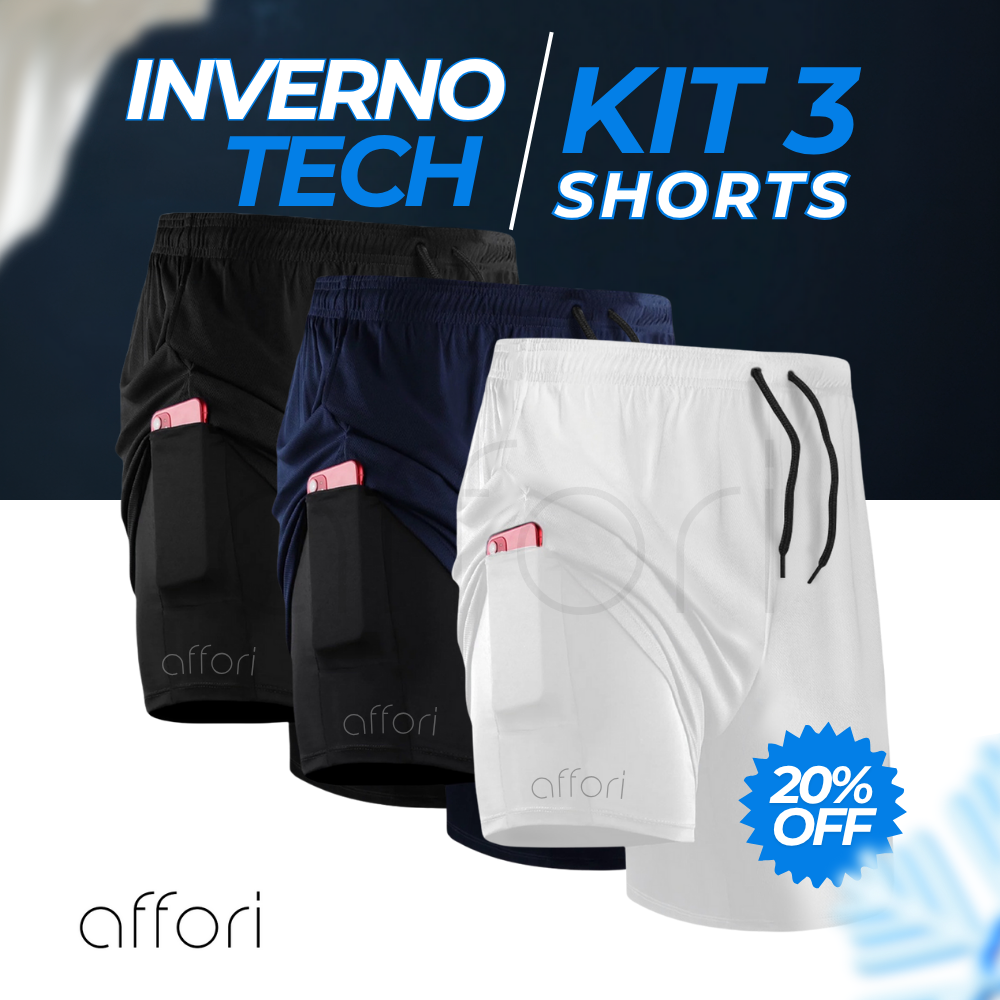 Kit 3 Shorts Compressão 2 em 1 - Promoção de Inverno