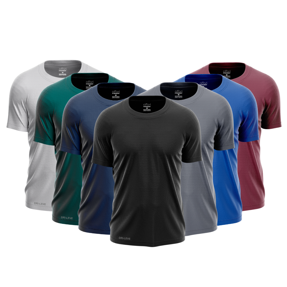 Kit 7 Camisetas Tecnológicas Fitnesmart - Anti Suor