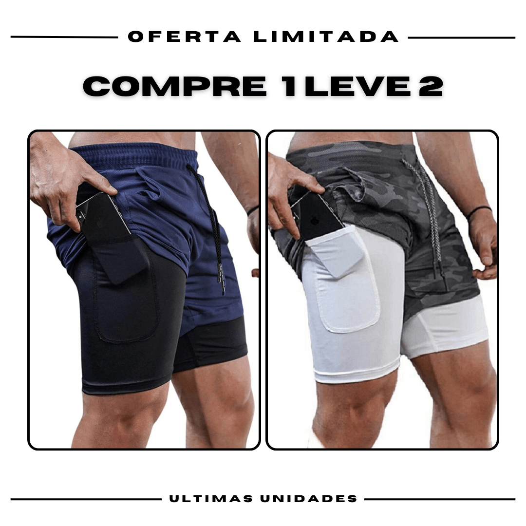 Shorts Comfort-Fit de Compressão - COMPRE 1 LEVE 2 •