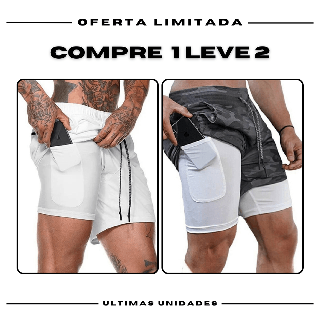 Shorts Comfort-Fit de Compressão - COMPRE 1 LEVE 2 •