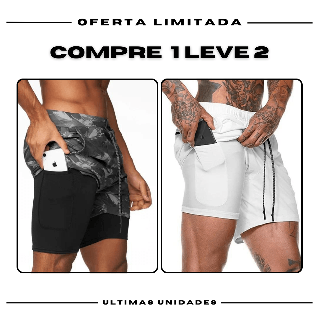 Shorts Comfort-Fit de Compressão - COMPRE 1 LEVE 2 •