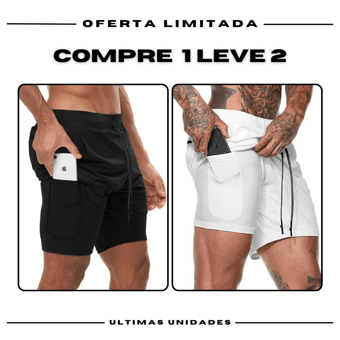 Kit 2 Bermudas de Compressão 2 em 1 Fila ProFit [COMPRE 01 LEVE 02]