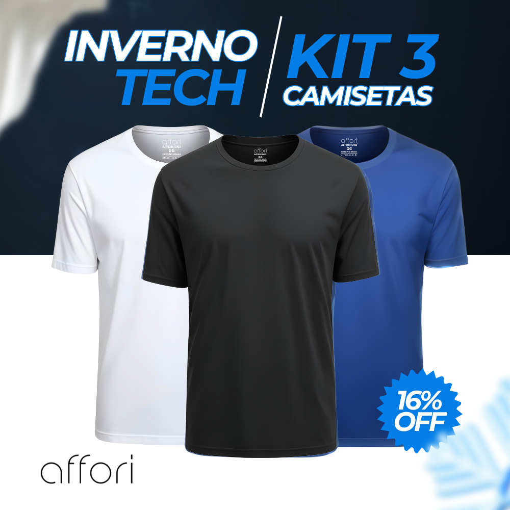 Kit 3 Camisetas Tecnológicas Affori One Ice Touch - Promoção de Inverno