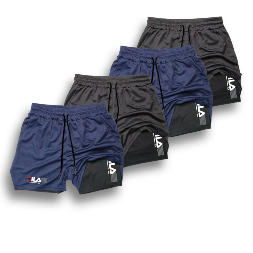 KIT 4 SHORTS DE COMPRESSÃO 2 EM 1 PROFIT  [PAGUE 02 LEVE 04]