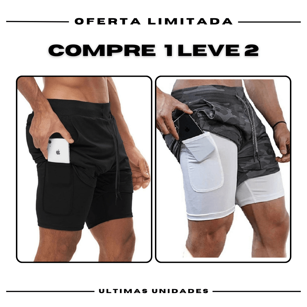 Shorts Comfort-Fit de Compressão - COMPRE 1 LEVE 2 •