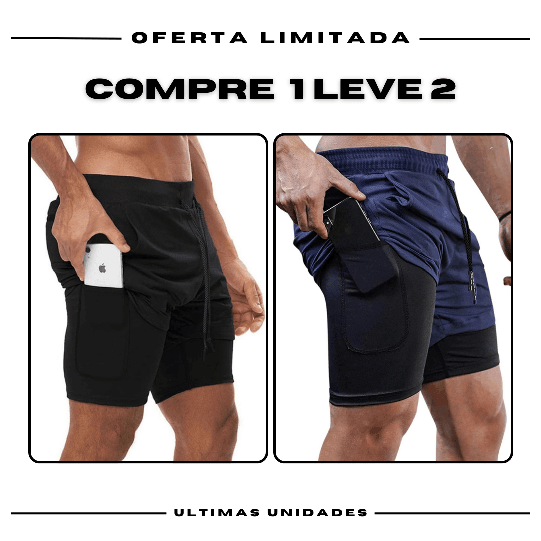 Shorts Comfort-Fit de Compressão - COMPRE 1 LEVE 2 •