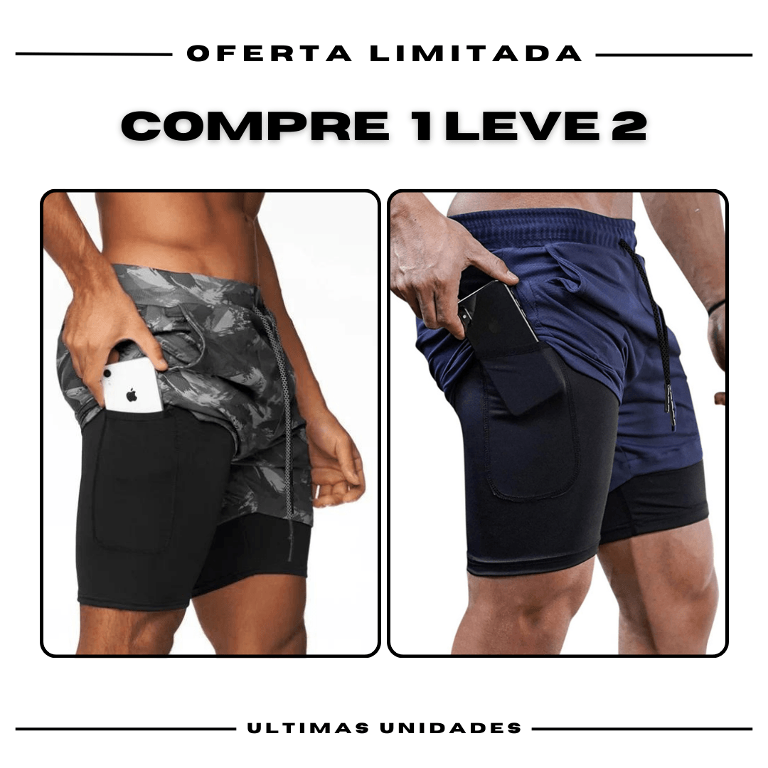 Shorts Comfort-Fit de Compressão - COMPRE 1 LEVE 2 •