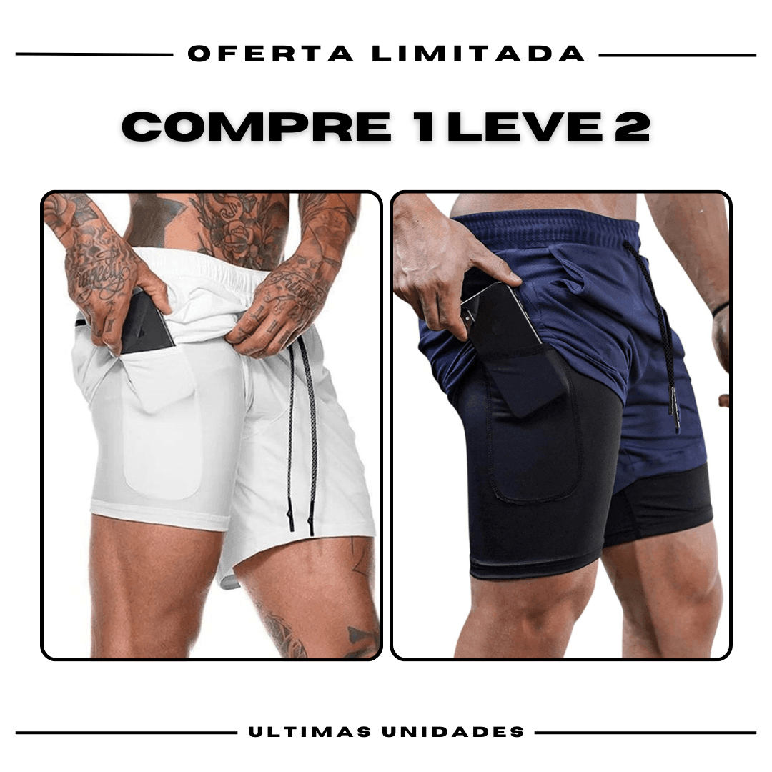 Shorts Comfort-Fit de Compressão - COMPRE 1 LEVE 2