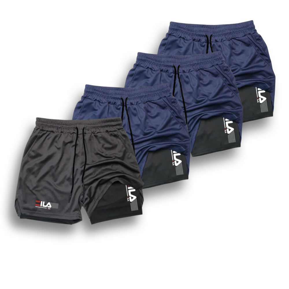 KIT 4 SHORTS DE COMPRESSÃO 2 EM 1 PROFIT  [PAGUE 02 LEVE 04]