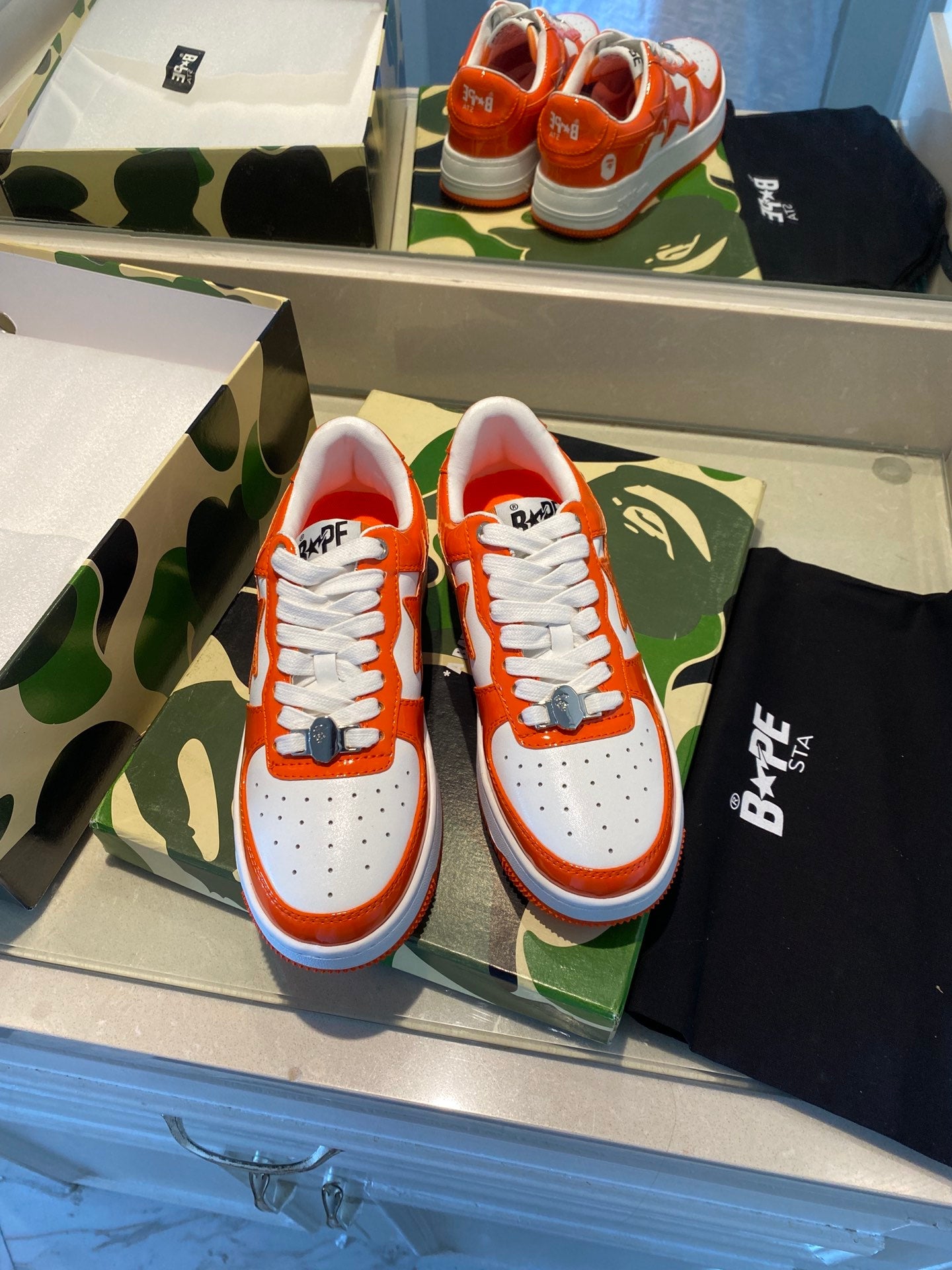 BAPE STA 'LEATHER ORANGE WHITE'