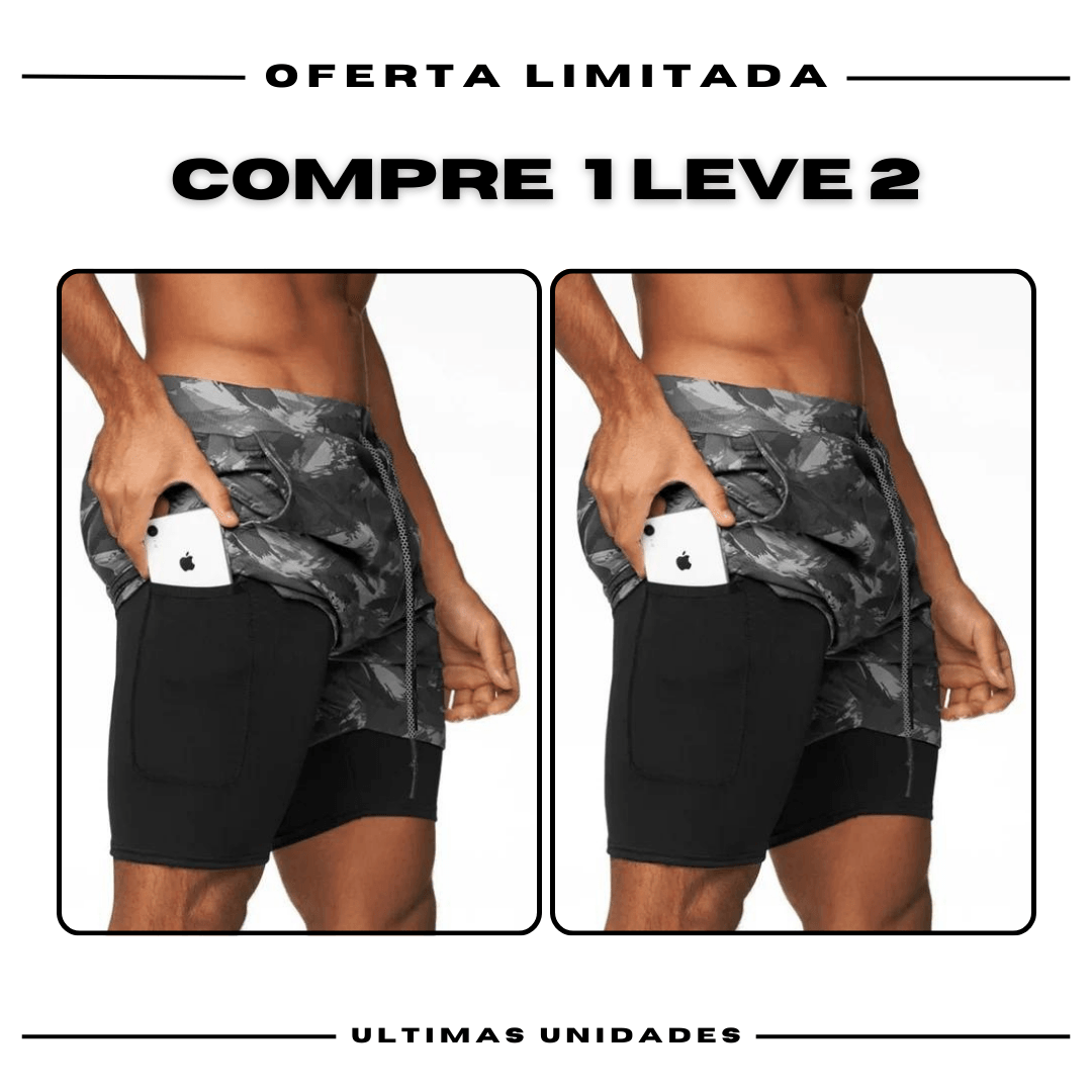 Shorts Comfort-Fit de Compressão - COMPRE 1 LEVE 2 •