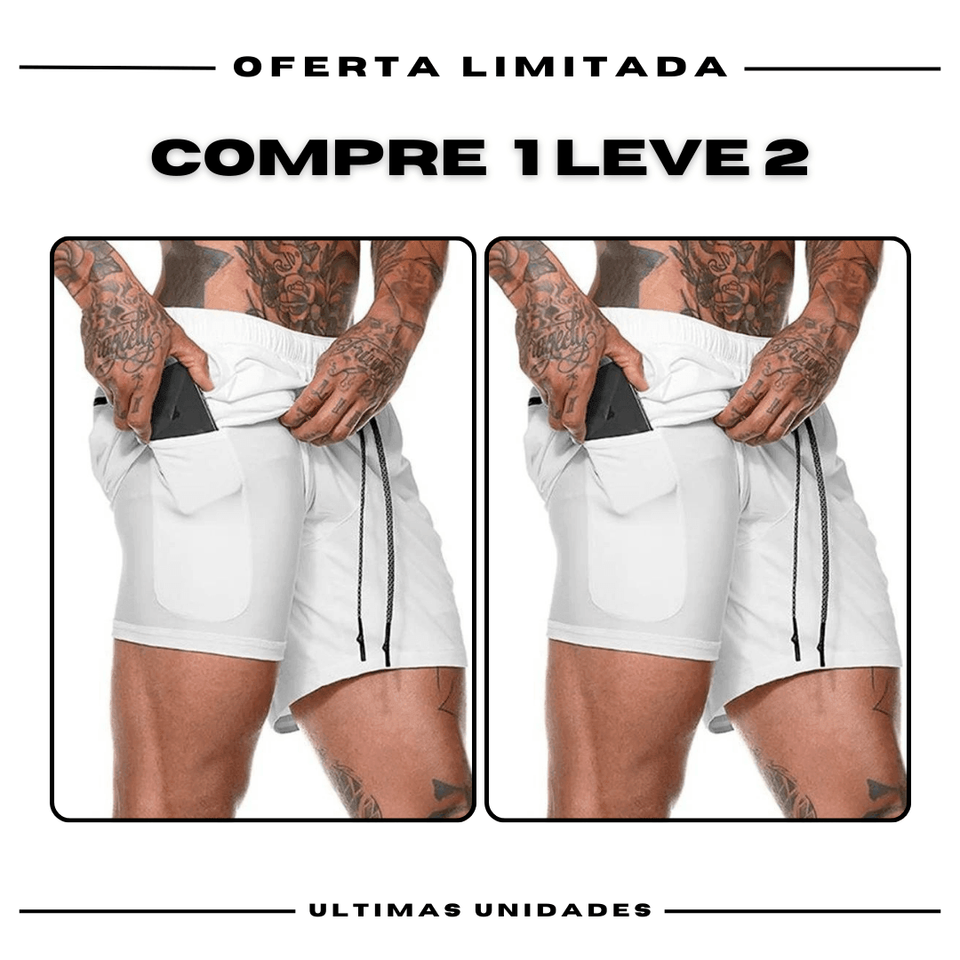 Shorts Comfort-Fit de Compressão - COMPRE 1 LEVE 2