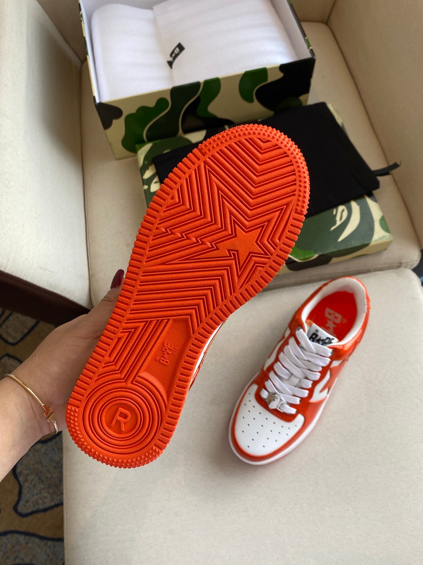 BAPE STA 'LEATHER ORANGE WHITE'