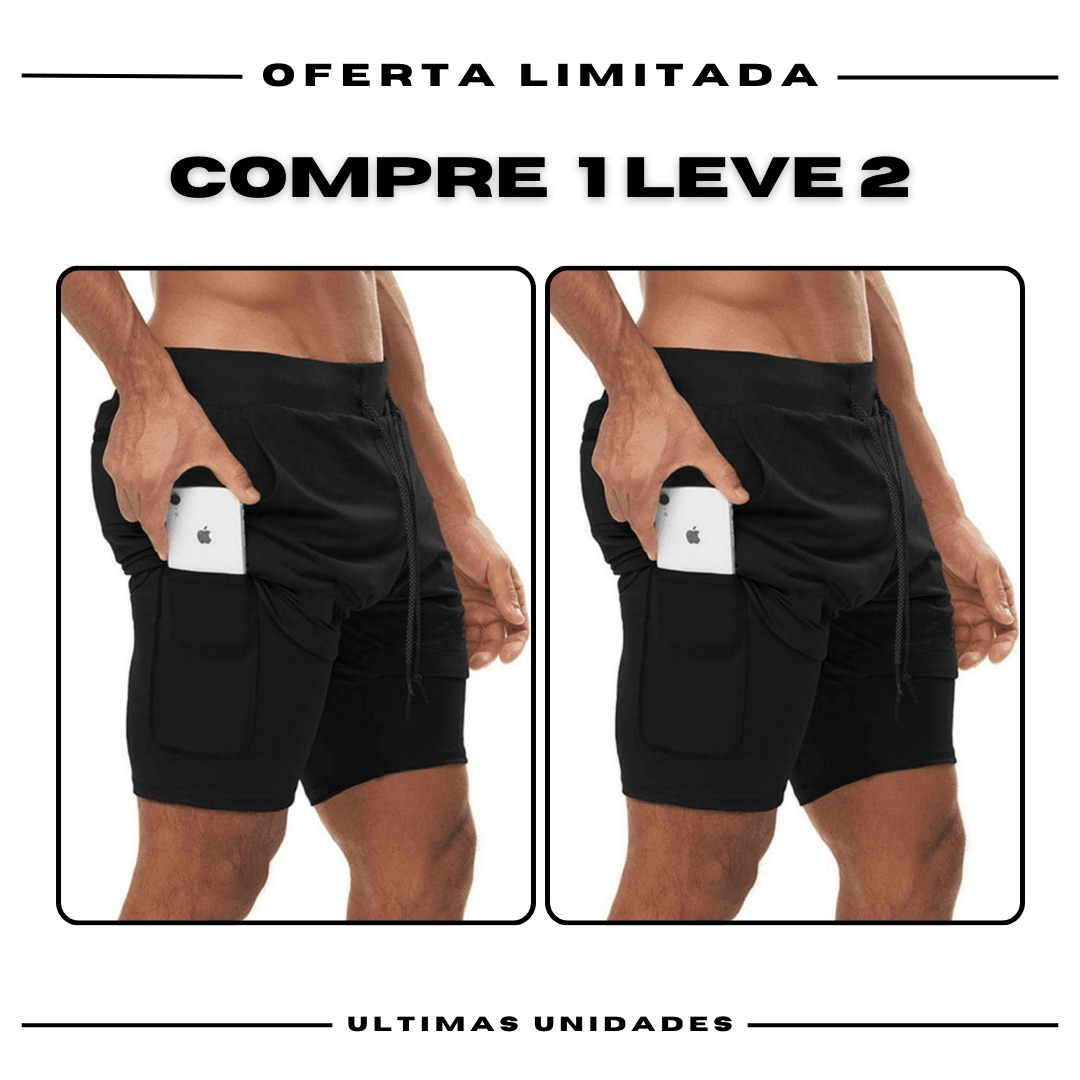 Kit 2 Bermudas de Compressão 2 em 1 Fila ProFit [COMPRE 01 LEVE 02]