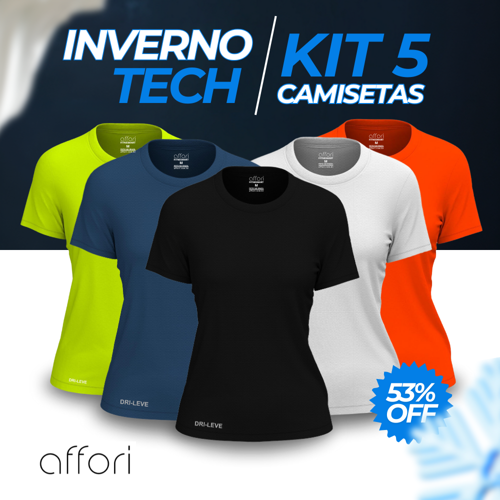 Kit 5 Camisetas Femininas Fitnesmart - Promoção de Inverno