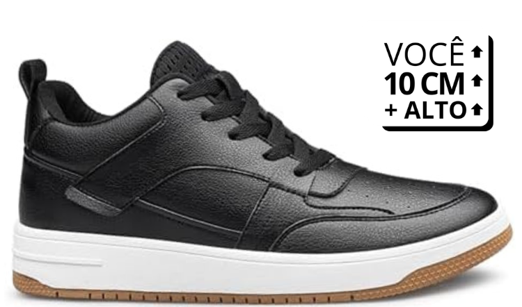 Tênis Casual Alto Boost - Aumenta Altura 10cm 'Black'