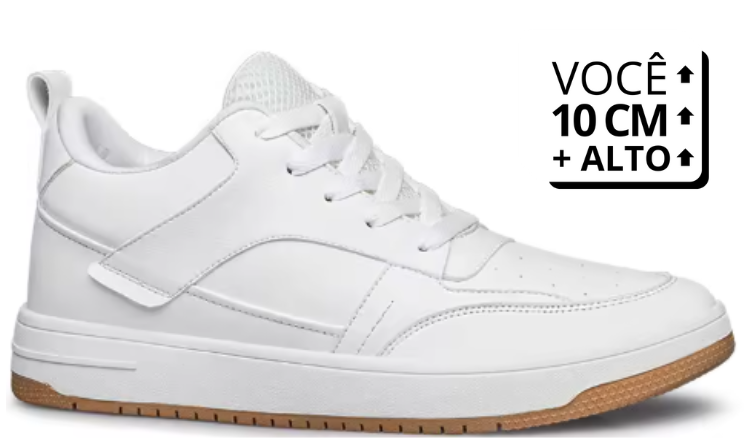 Tênis Casual Altro Boost - Aumenta Altura 10cm - Couro - Branco