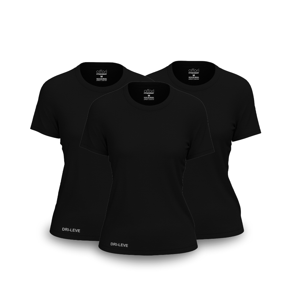 Kit 3 Camisetas Tecnológicas Femininas FitneSmart - Anti Suor