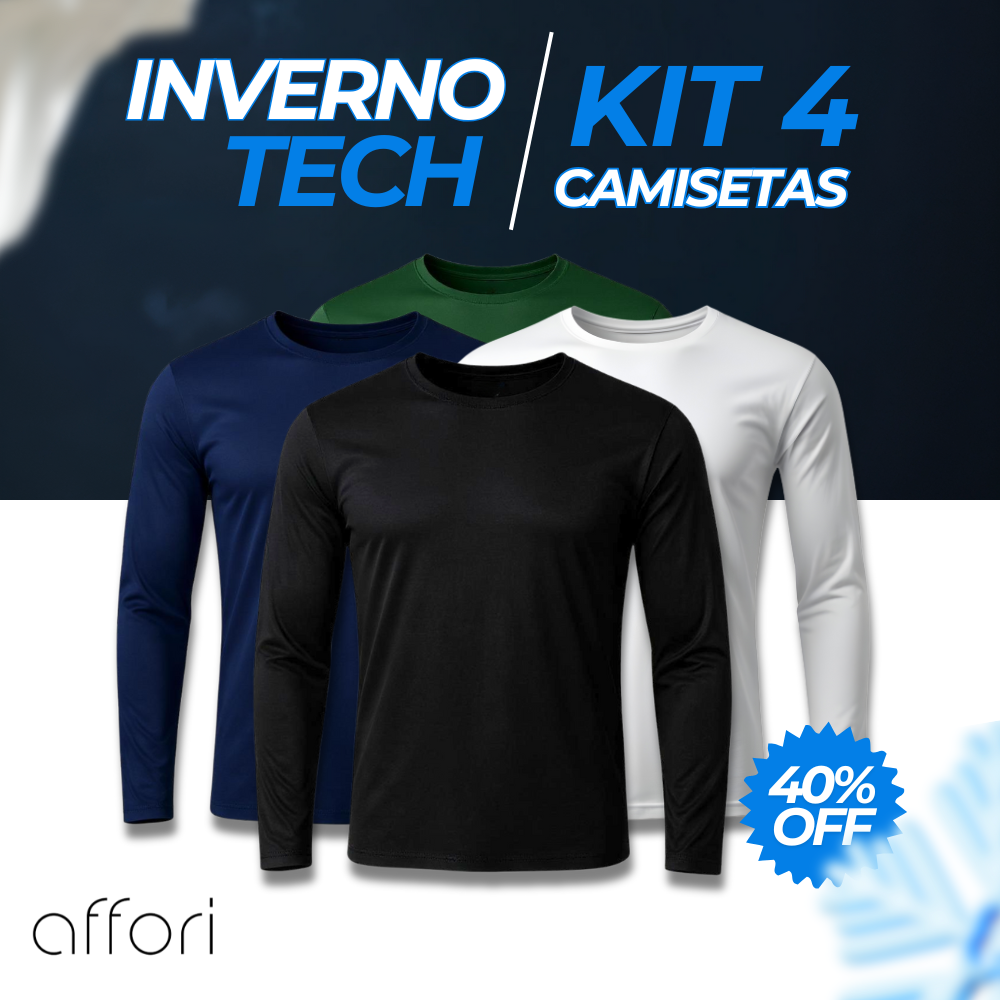 Kit 4 Camisetas Manga Longa Tecnológicas - Promoção de Inverno