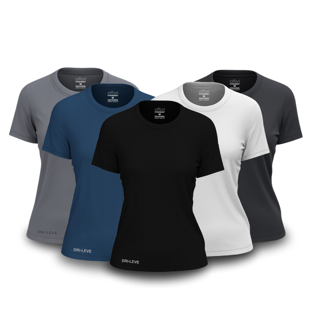 Kit 5 Camisetas Dry Fit Femininas para Academia – Anti Suor