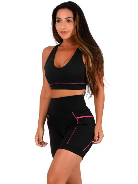 Kit 3 Conjunto Feminino Academia Top e Shorts Fitness Premium
