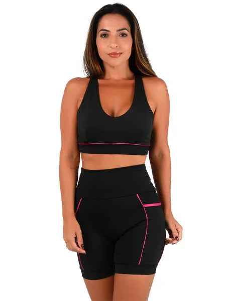 Kit 3 Conjunto Feminino Academia Top e Shorts Fitness Premium