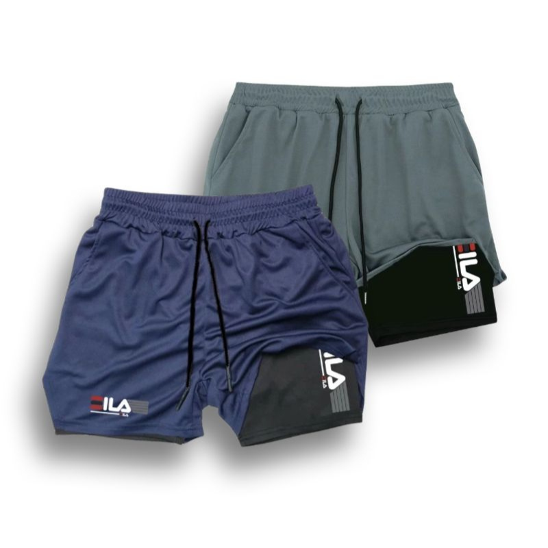 KIT 2 SHORTS DE COMPRESSÃO 2 EM 1 PRO FIT  [PAGUE 01 LEVE 02]