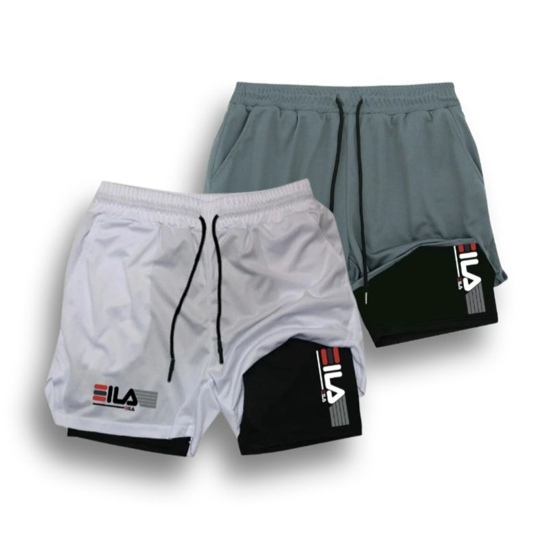 KIT 2 SHORTS DE COMPRESSÃO 2 EM 1 PRO FIT  [PAGUE 01 LEVE 02]