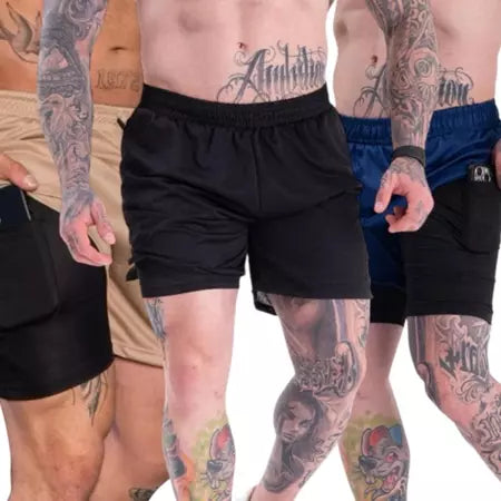Kit 3 Shorts 2 em 1 Para Academia, Corrida e Lazer
